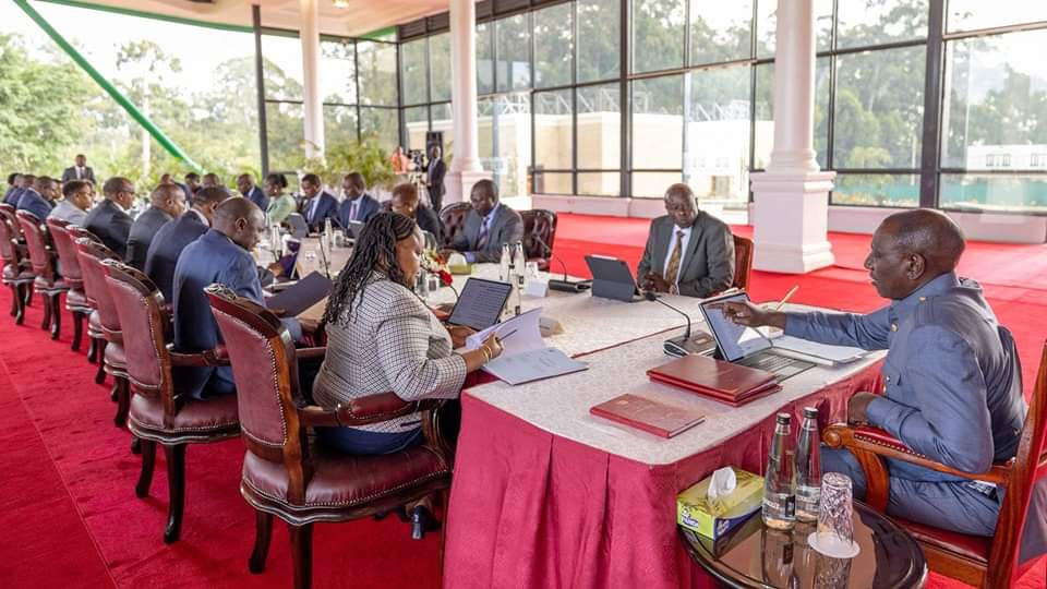 File image of President William Ruto chairing a Cabinet Meeting at State House.